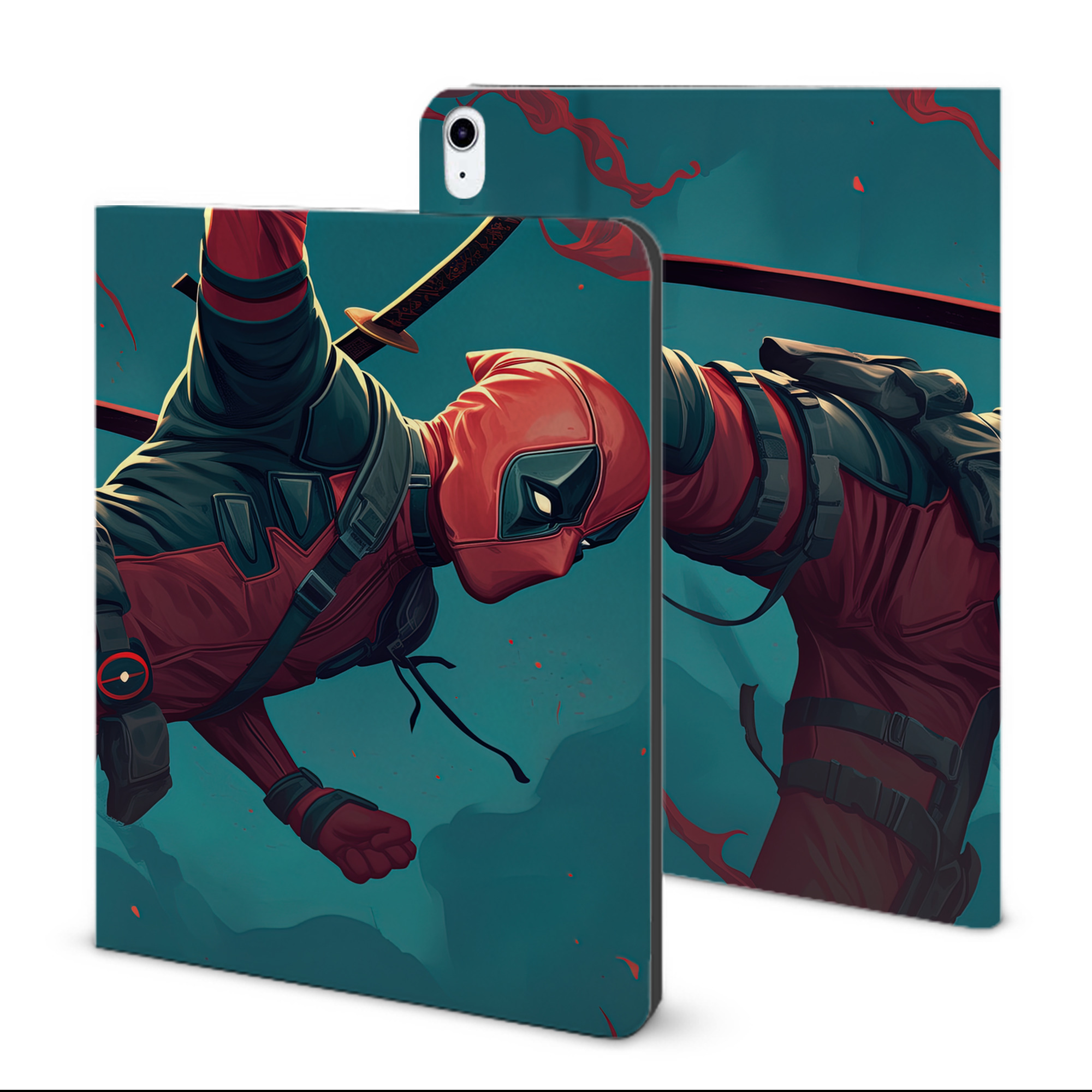 （画像用） Deadpool デッドプール IPad ケース ブック型 PUレザー TPU 耐衝撃 軽量 薄型 ペン収納なし 全面保護 IPad 各モデル対応